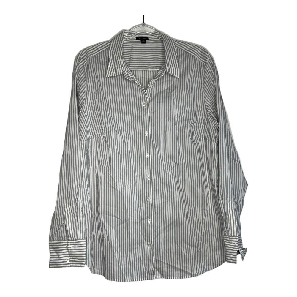 Ann‎ Taylor Shirt Womens Size 18 Striped Collared Button Up Long Sleeve Career
